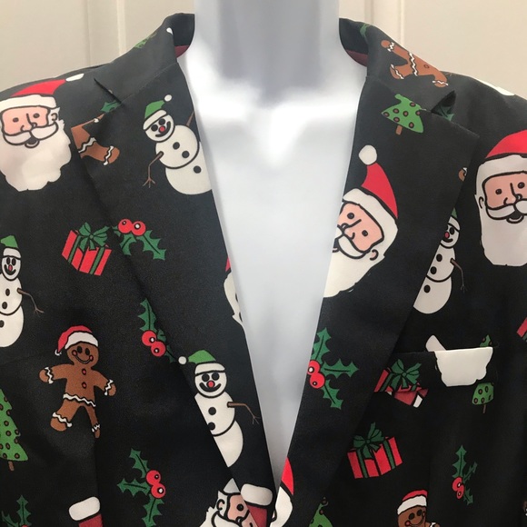 🎄🎁 Men’s Holiday Black Blazer/Sport Coat L - Picture 1 of 3